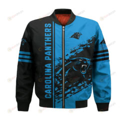 Carolina Panthers Bomber Jacket 3D Printed Logo Pattern In Team Colours