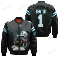 Carolina Panthers Cam Newton Pattern Bomber Jacket - Black