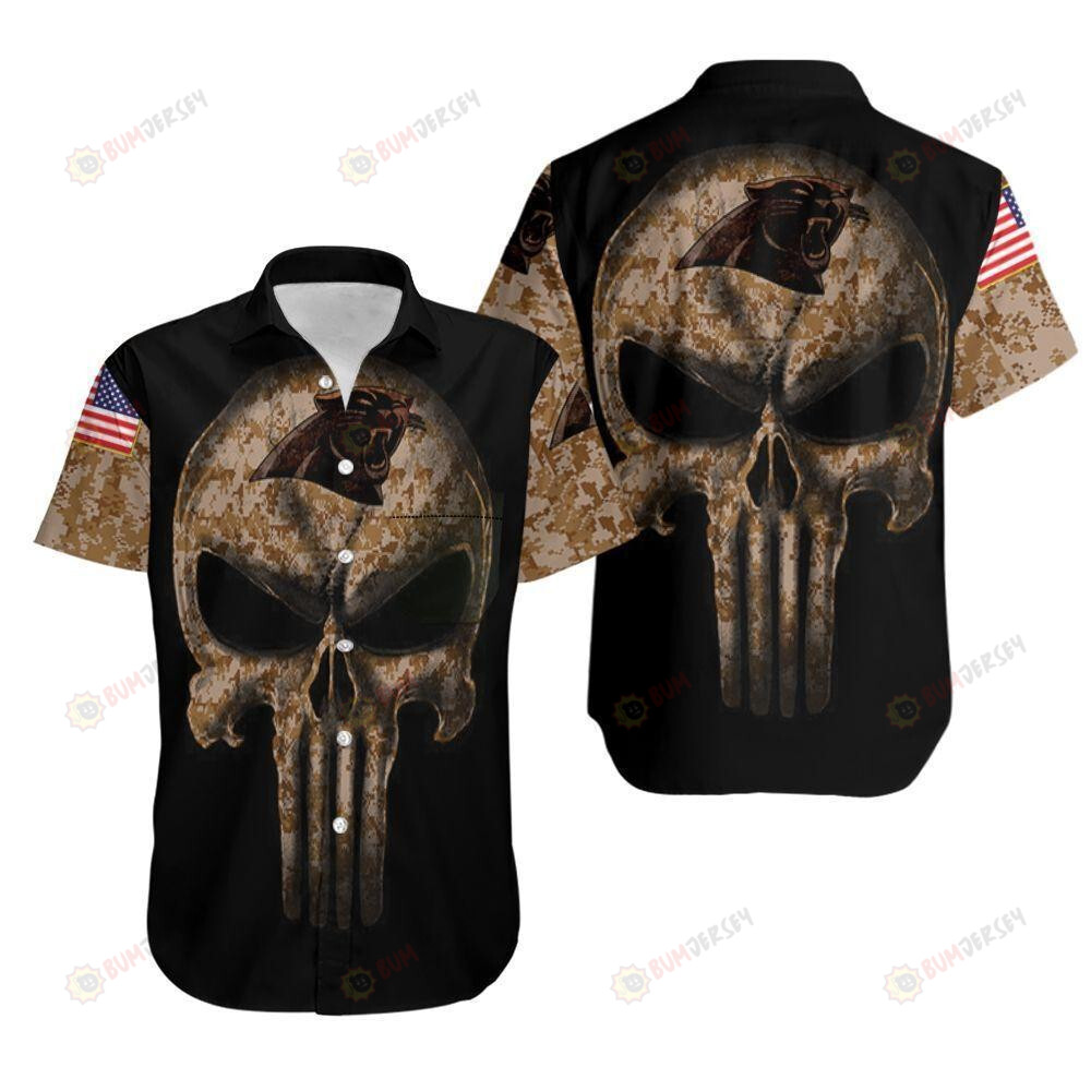 Carolina Panthers Camouflage Skull ??Hawaiian ShirT