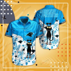 Carolina Panthers Cat And Floral Pattern ??3D Printed Hawaiian Shirt