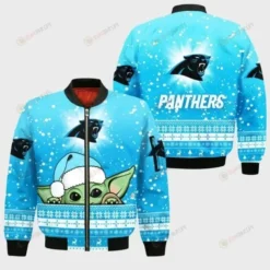 Carolina Panthers Christmas Pattern Bomber Jacket - Blue