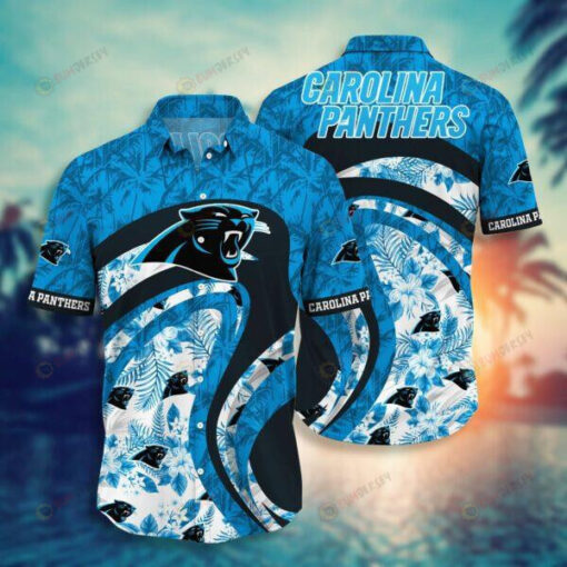 Carolina Panthers Coconut Leave And Floral ??Hawaiian Shirt