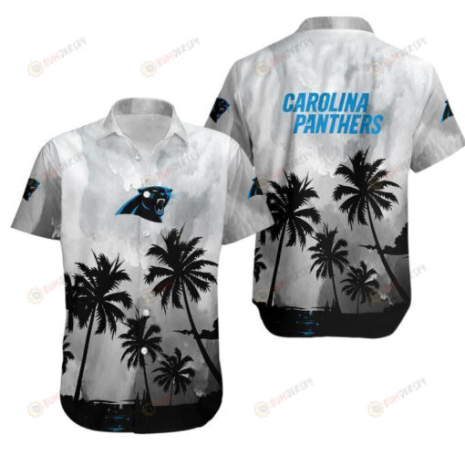 Carolina Panthers Coconut Tree Pattern ??Hawaiian Shirt