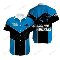 Carolina Panthers Curved Hawaiian Shirt In Black And Blue