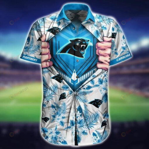 Carolina Panthers Curved Hawaiian Shirt Short Sleeve