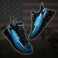 Carolina Panthers Custom Name 3D Max Soul Sneaker Shoes In Blue Black