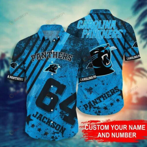 Carolina Panthers Custom Name And Number Curved Hawaiian Shirt