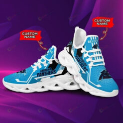 Carolina Panthers Custom Name Blue 3D Max Soul Sneaker Shoes