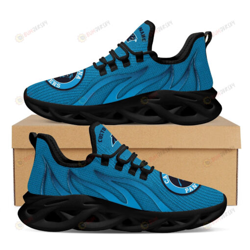 Carolina Panthers Custom Name Logo Pattern 3D Max Soul Sneaker Shoes In Blue