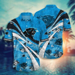 Carolina Panthers Floral Distressed ??Hawaiian Shirt