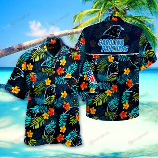 Carolina Panthers Flower Floral ??3D Printed Hawaiian Shirt