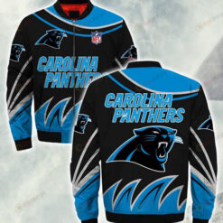 Carolina Panthers Grass Logo Pattern Bomber Jacket - Black/ Blue