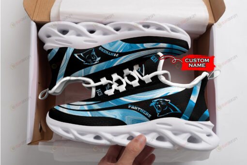 Carolina Panthers Logo Color Stripe Pattern Custom Name 3D Max Soul Sneaker Shoes