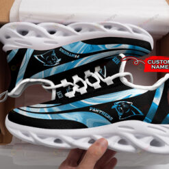 Carolina Panthers Logo Color Stripe Pattern Custom Name 3D Max Soul Sneaker Shoes