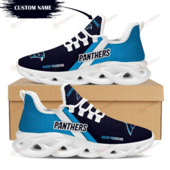 Carolina Panthers Logo Custom Name Pattern 3D Max Soul Sneaker Shoes In Blue