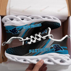 Carolina Panthers Logo Custom Name Pattern In Black 3D Max Soul Sneaker Shoes