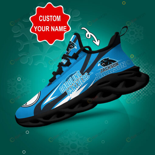 Carolina Panthers Logo Line Pattern Custom Name 3D Max Soul Sneaker Shoes In Blue