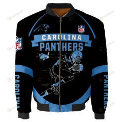 Carolina Panthers Logo Pattern Bomber Jacket - Blue And Black