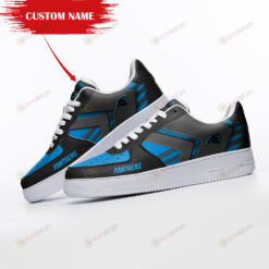 Carolina Panthers Logo Pattern Custom Name Air Force 1 Printed In Black Blue