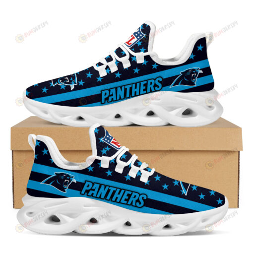 Carolina Panthers Logo Stripe And Stars Pattern 3D Max Soul Sneaker Shoes