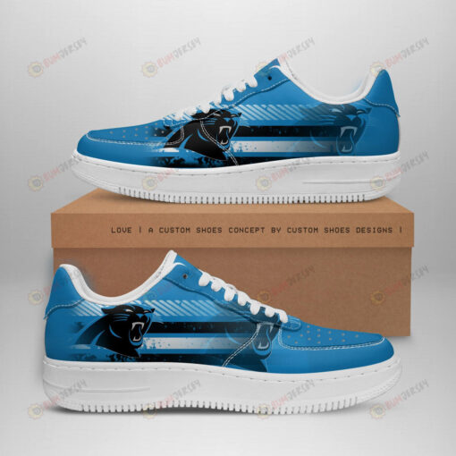 Carolina Panthers Logo Stripe Pattern Air Force 1 Printed In Blue