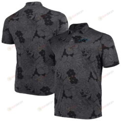 Carolina Panthers Men Polo Shirt Floral Flowers Pattern Printed - Black