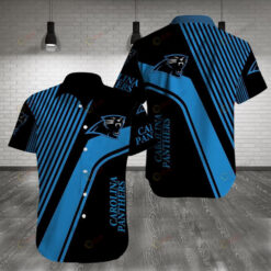 Carolina Panthers Panther Logo Pattern Curved Hawaiian Shirt In Black And Blue
