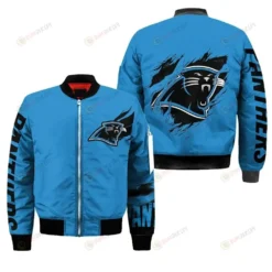 Carolina Panthers Pattern Bomber Jacket - Blue