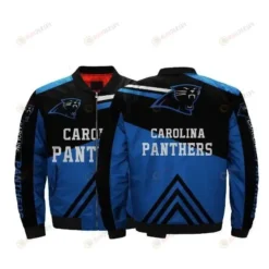 Carolina Panthers Pattern Bomber Jacket - Blue And Black