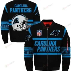 Carolina Panthers Pattern Bomber Jacket - Blue And Black