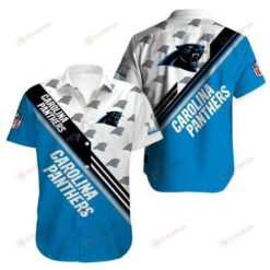 Carolina Panthers Short Sleeve White Blue Curved Hawaiian Shirt