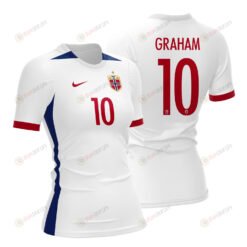 Caroline Graham Hansen 10 Norway 2023 Women Away Jersey - White - All Over Printed Jersey