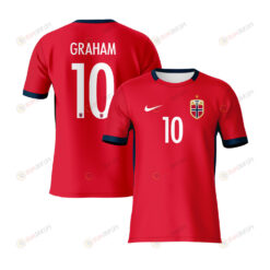 Caroline Graham Hansen 10 Norway 2023 Youth Away Jersey - Red - All Over Printed Jersey