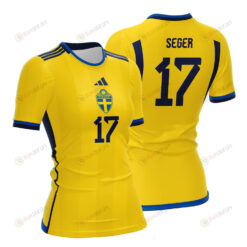 Caroline Seger 17 Sweden 2023 Women Home Jersey - Yellow - All Over Printed Jersey