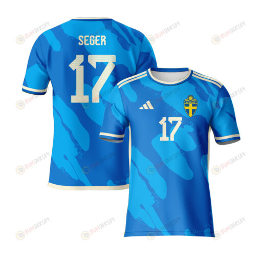 Caroline Seger 17 Sweden 2023 Youth Away Jersey - Blue - All Over Printed Jersey