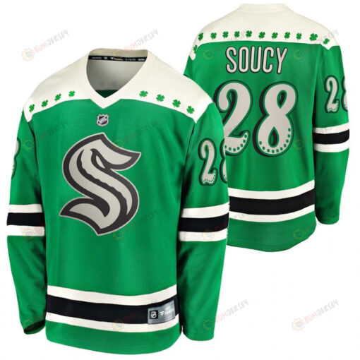 Carson Soucy Seattle Kraken 2022 St. Patrick Green 28 Jersey Jersey