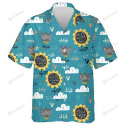Cartoon Cute Nature Sunflowers Elements Pattern Hawaiian Shirt