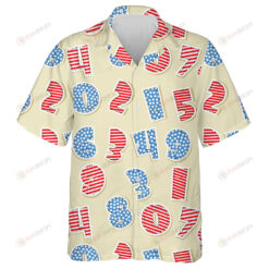 Cartoon Number From Zeron To Nine In American Flag Pattern Hawaiian Shirt