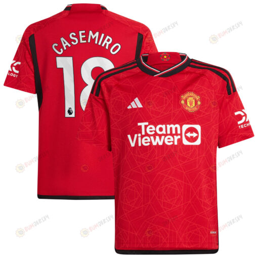 Casemiro 18 Manchester United 2023-24 Youth Home Jersey - Red