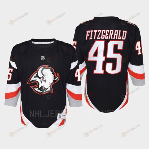 Casey Fitzgerald 45 Buffalo Sabres 2022-23 Goathead Third Player Youth Jersey Black