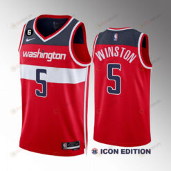 Cassius Winston 5 Washington Wizards 2022-23 Icon Edition Red Men Jersey