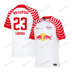 Castello Lukeba 23 RB Leipzig 2023-24 Home YOUTH Jersey - White Red