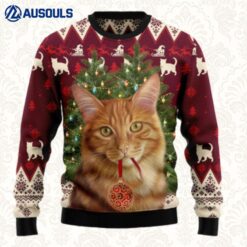 Cat Decor Pine Ugly Sweaters For Men Women Unisex
