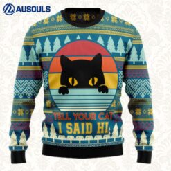 Cat Say Hi Ugly Sweaters For Men Women Unisex