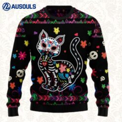 Cat Sugar Skull Ugly Sweaters For Men Women Unisex
