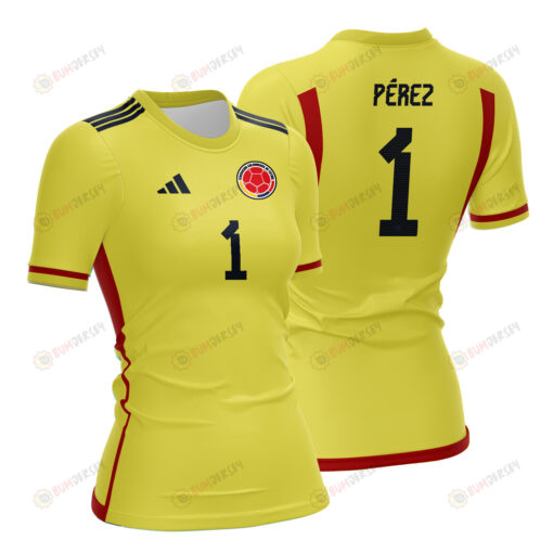 Catalina P?rez 1 Colombia 2023 Women Home Jersey - Yellow - All Over Printed Jersey