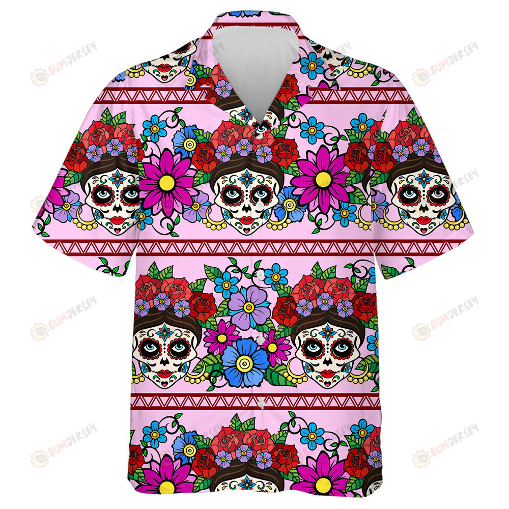 Catrina La Calavera Sugar Skull Mexican Hawaiian Shirt