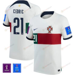 C?dric Soares 21 FIFA World Cup Qatar 2022 Patch Portugal National Team - Away Youth Jersey