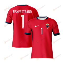 Cecilie Fiskerstrand 1 Norway 2023 Youth Away Jersey - Red - All Over Printed Jersey