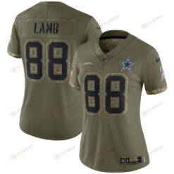 CeeDee Lamb 88 Dallas Cowboys Women's 2022 Salute To Service Limited Jersey - Olive